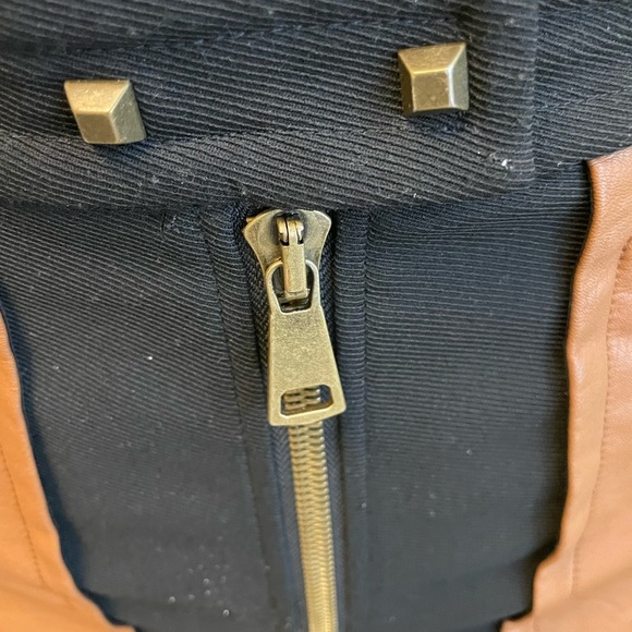 Tracy Reese zip up faux leather pocket black and brown skirt - size Large - Picture 5 of 9